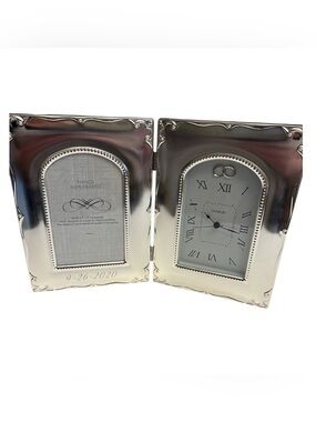 Things Remembered Silver Hinged Frame Clock - Silver battery operated New